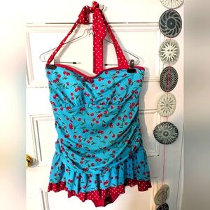 Cherry Print Pinup Plus Size Swimsuit